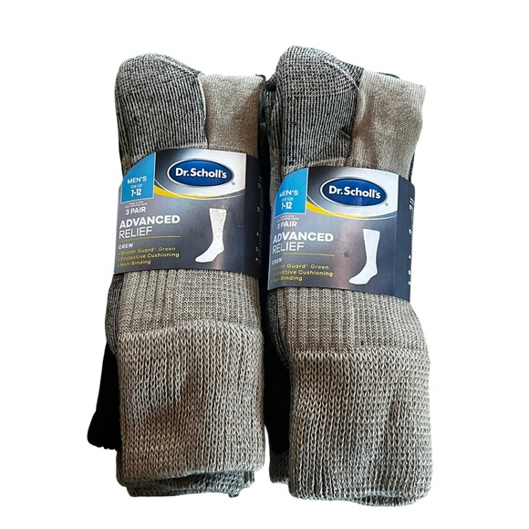 Dr. Scholl's Advanced Relief Socks Cushioning Crew Socks Pack of 3 Men's‎ 7-12 - Picture 1 of 4